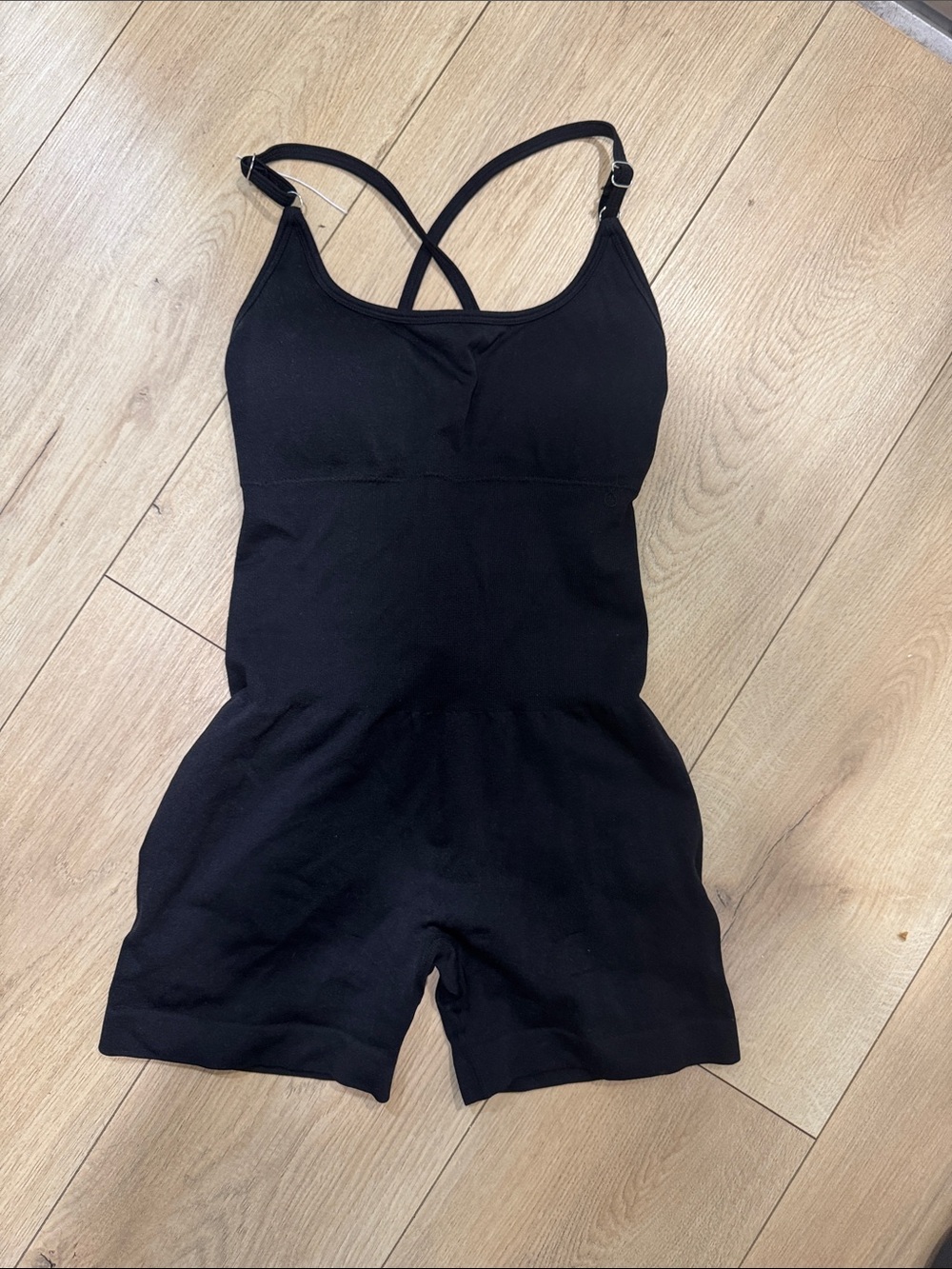 Black Cross-Back One-Piece Romper
